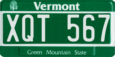 VT license plate XQT567