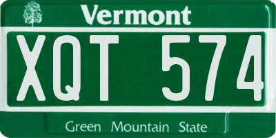 VT license plate XQT574