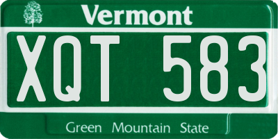 VT license plate XQT583