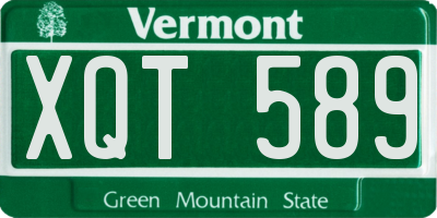 VT license plate XQT589