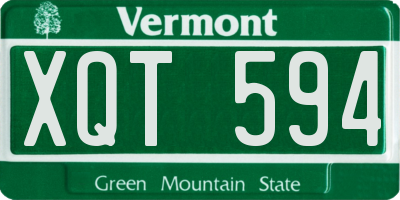 VT license plate XQT594