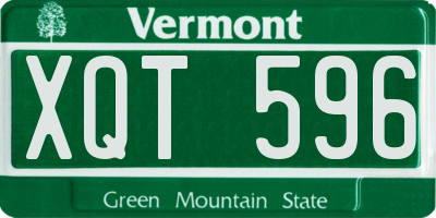 VT license plate XQT596