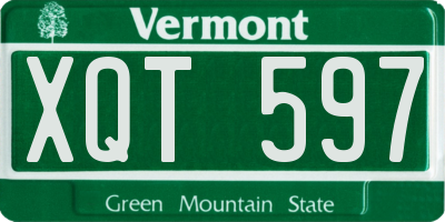 VT license plate XQT597