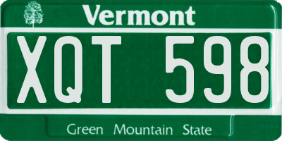 VT license plate XQT598