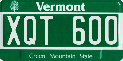 VT license plate XQT600