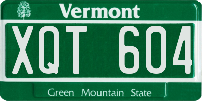 VT license plate XQT604