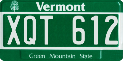 VT license plate XQT612