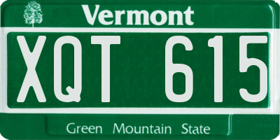 VT license plate XQT615