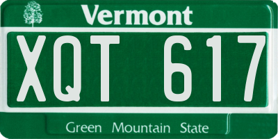 VT license plate XQT617