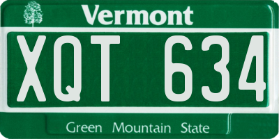 VT license plate XQT634
