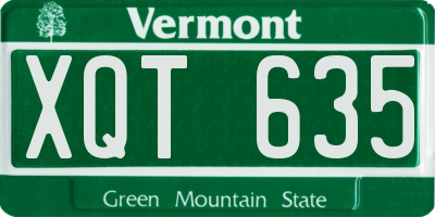 VT license plate XQT635