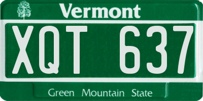 VT license plate XQT637