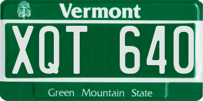 VT license plate XQT640