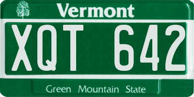 VT license plate XQT642