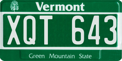 VT license plate XQT643