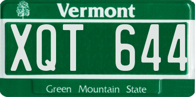 VT license plate XQT644