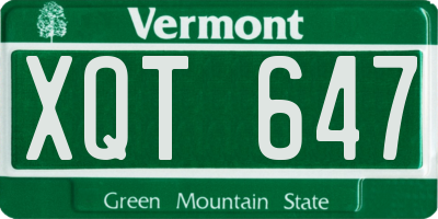 VT license plate XQT647