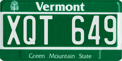 VT license plate XQT649