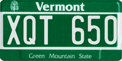 VT license plate XQT650