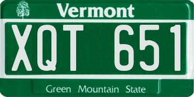VT license plate XQT651