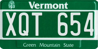 VT license plate XQT654