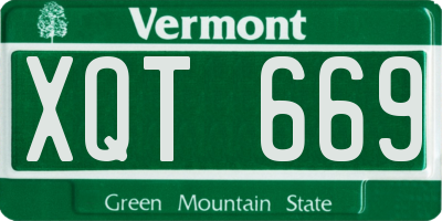 VT license plate XQT669