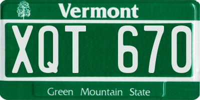VT license plate XQT670