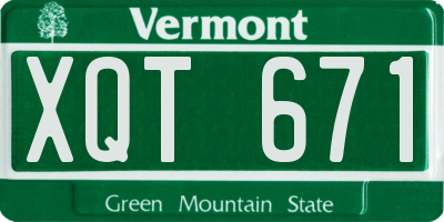 VT license plate XQT671