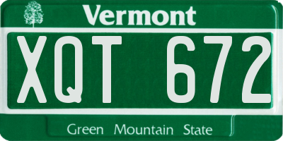 VT license plate XQT672