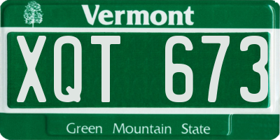 VT license plate XQT673