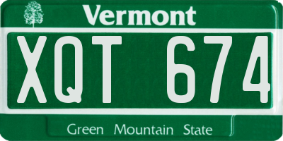 VT license plate XQT674