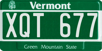 VT license plate XQT677