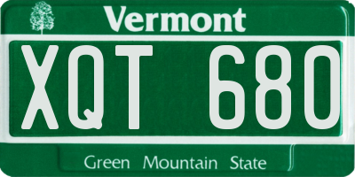 VT license plate XQT680
