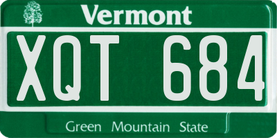 VT license plate XQT684
