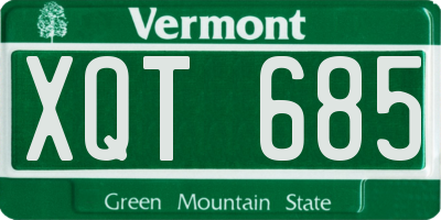 VT license plate XQT685