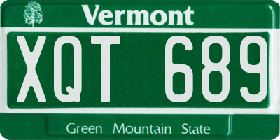 VT license plate XQT689