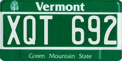 VT license plate XQT692