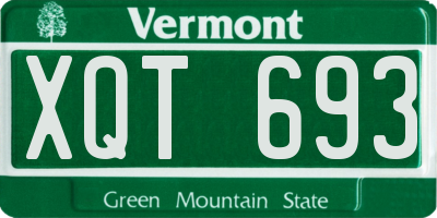 VT license plate XQT693