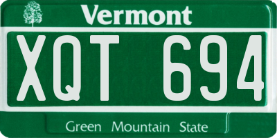 VT license plate XQT694