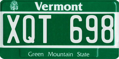 VT license plate XQT698