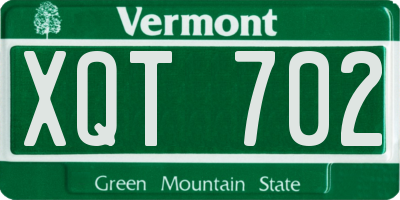 VT license plate XQT702