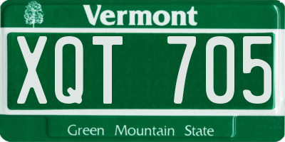 VT license plate XQT705