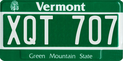 VT license plate XQT707