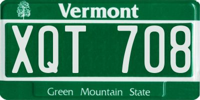 VT license plate XQT708