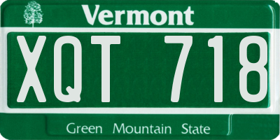 VT license plate XQT718