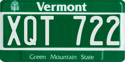 VT license plate XQT722