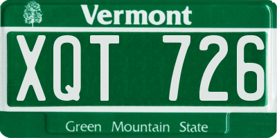 VT license plate XQT726