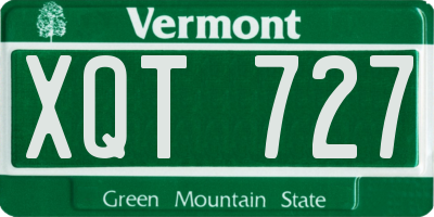 VT license plate XQT727