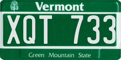 VT license plate XQT733