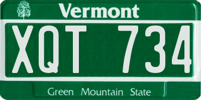 VT license plate XQT734